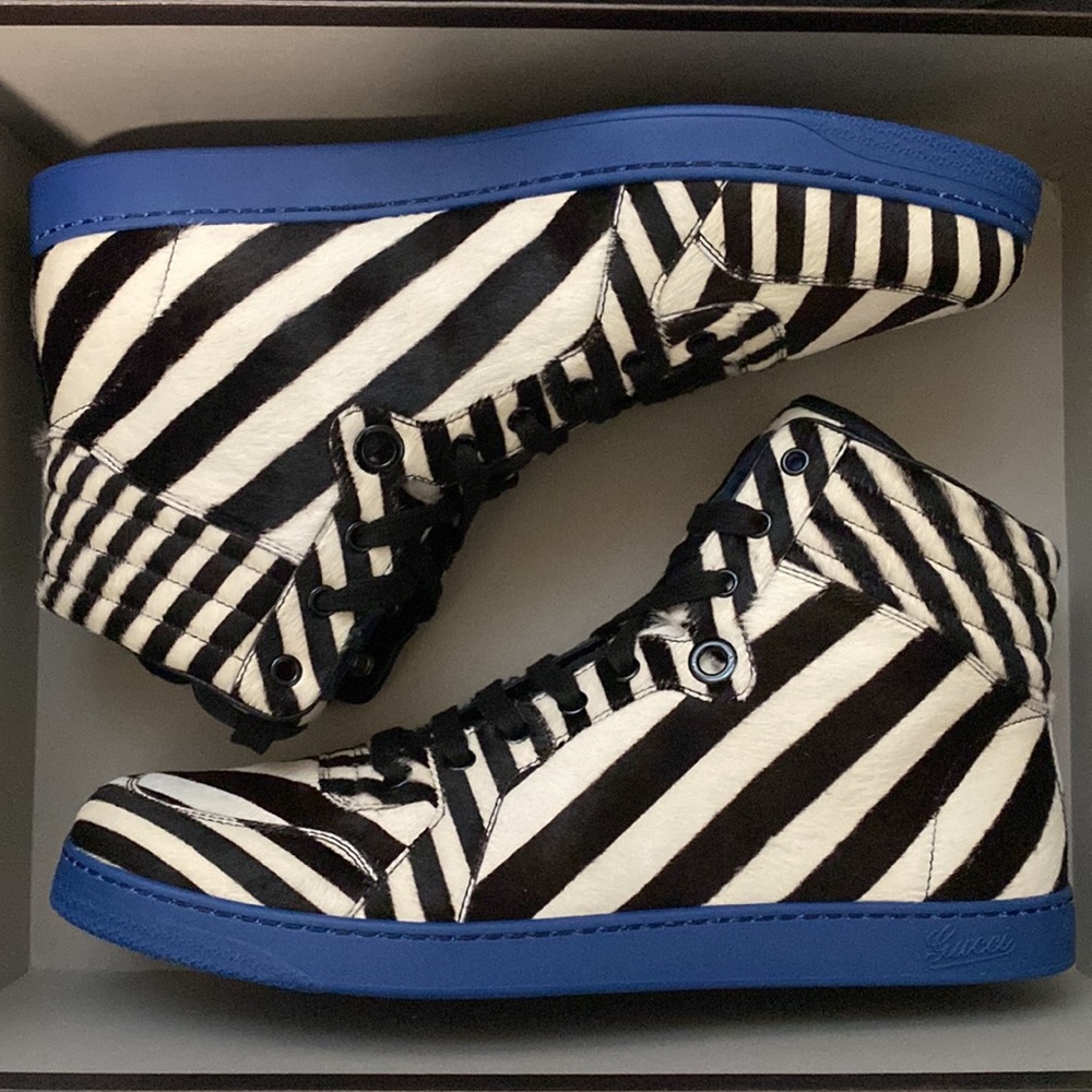 Gucci zebra hightop shoes 12US